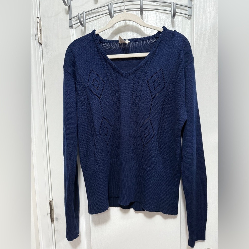 Vintage 60s Kennington LTD California V-Neck Sweater Mens M Navy Argyle